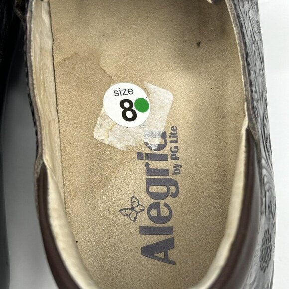Alegria Shoes EU 40 US 9.5/10 Joleen Molasses Tooled Brown Leather Comfort Clog - Picture 10 of 12